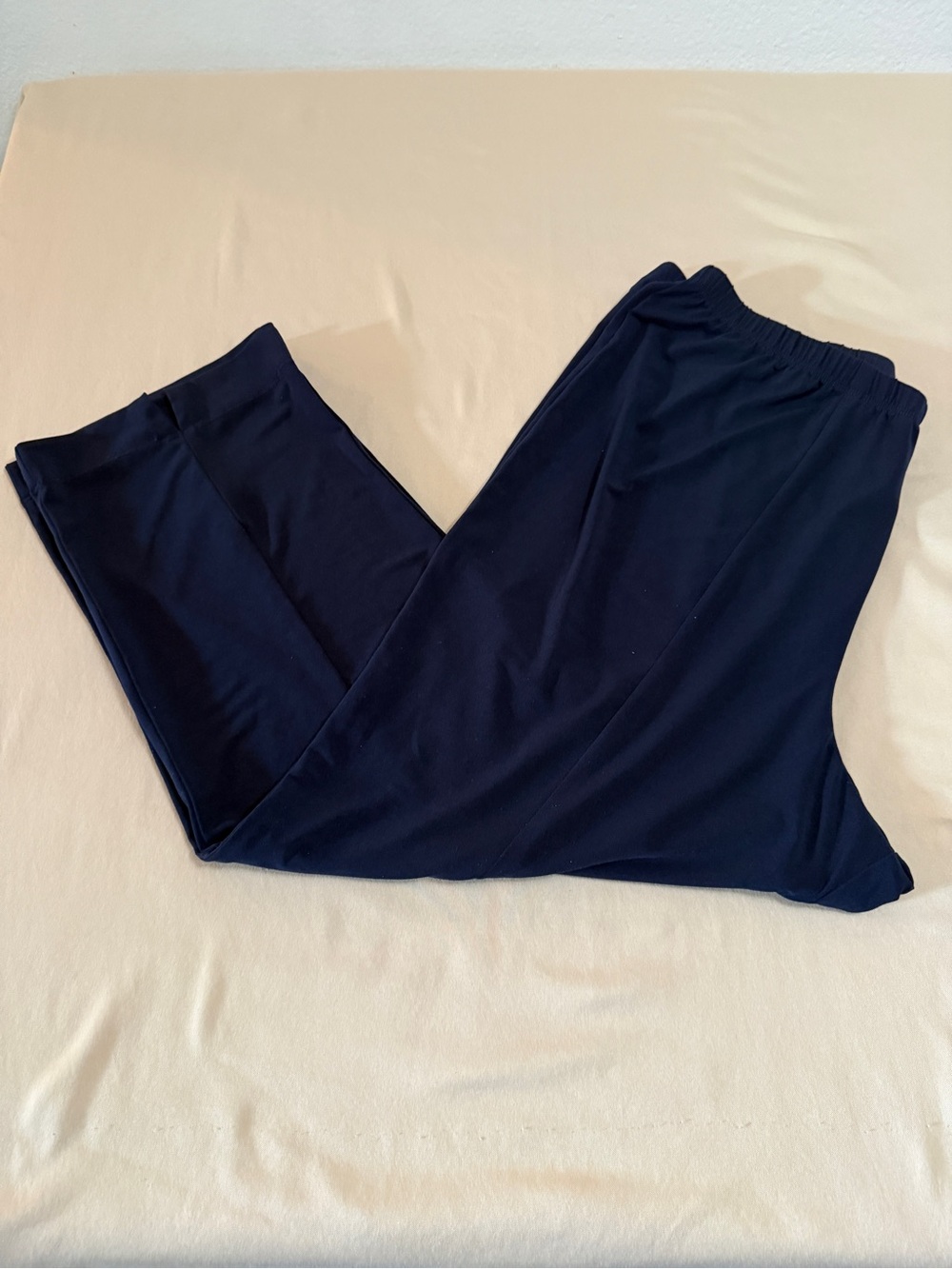 Connected Woman Navy Stretch Pull On Pants Women’s 1X Flare Slit Hem